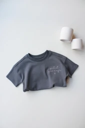 Antrasit Nakışlı Oversize T-shirt - 9