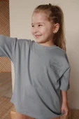 Açık Gri Nakışlı Oversize T-shirt - 5