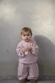 Pembe Çiçek Baskılı Şalvar Takım - 1