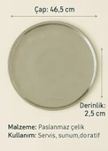 Paslanmaz Tepsi Geleneksel Küçük Yer Sofrası 46,5 cm Çelik Sini Yemek Sofrası No:50 thumbnail 3