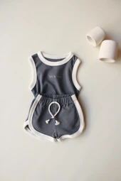 Antrasit Unisex Atlet Şort Takım - 6