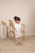 Kahverengi Çizgili Lastikli T shirt Şort Takım - 5