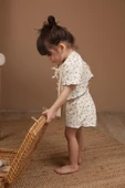 Bağcıklı Dal Desenli Kız Şort Takım - 4