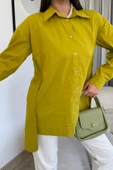 Düğme Detaylı Poplin Gömlek 6014-Yeşil - 4
