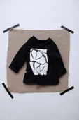 Siyah Sırt Baskılı Uzun Kollu T-shirt - 1