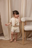 Bağcıklı Fiyonk Desenli Kız Şort Takım - 4