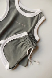 Haki Unisex Atlet Şort Takım - 8