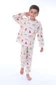 Animaux Desenli %100 Pamuk Unisex Çocuk Pijama Takımı - 1