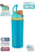 Vagonlife 600 ML Tek Kapak Çift Kullanım Pipetli/Pipetsiz Taşıma Kulplu Çelik Termos -FFVGN0443R600ML - 2