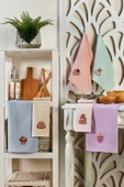 %100 Pamuk 6'lı Nakışlı Mutfak Havlusu  Kurulama Bezi 40X60 Pasta - 1