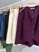 Midi Şortlu Ve Yelekli Viscon Takım 10167 - 12