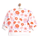 Kız Bebek Sweatshirt Şardonlu Çıtçıtlı Bisiklet Yaka Uzun Kol Desenli - 2