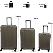 Anhelo Castle Abs Küçük (Kabin), Orta ve Büyük Boy 3'lü Valiz Seti thumbnail 3