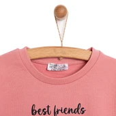 Kız Bebek Sweatshirt Şardonlu Kedi Desenli Bisiklet Yaka Uzun Kol Gül Kurusu - 3