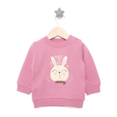 Basic Az Şardonlu Tavşan Desenli Sweatshirt Kız Bebek - 1