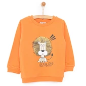 Basic Az Şardonlu Aslan Desenli Sweatshirt - 3