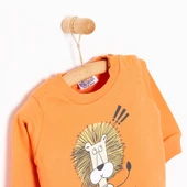 Basic Az Şardonlu Aslan Desenli Sweatshirt - 2