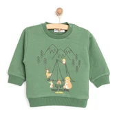 Basic Az Şardonlu Kamp Temalı Sweatshirt Erkek Bebek - 1
