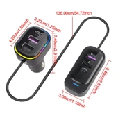 FR-424 36W PD Hızlı Şarj Destekli Çoklu USB & Type-C Çıkışlı Araç Şarj Cihazı - RGB Aydınlatmalı - 2