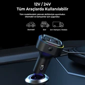 FR-424 36W PD Hızlı Şarj Destekli Çoklu USB & Type-C Çıkışlı Araç Şarj Cihazı - RGB Aydınlatmalı - 5