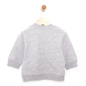 Erkek Bebek Sweatshirt Şardonlu Çıtçıtlı Bisiklet Yaka Uzun Kol Koyu Gri Melanj - 2