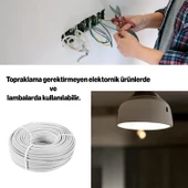 TTR CCA Çok Telli Elektrik Kablosu Topraklı Bakır İletken Damarlı Beyaz Kablo 2x0.75 mm 100 Metre - 5