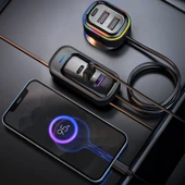 FR-424 36W PD Hızlı Şarj Destekli Çoklu USB & Type-C Çıkışlı Araç Şarj Cihazı - RGB Aydınlatmalı - 7