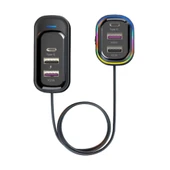 FR-424 36W PD Hızlı Şarj Destekli Çoklu USB & Type-C Çıkışlı Araç Şarj Cihazı - RGB Aydınlatmalı - 1