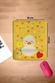 SonicTouch Bilek Destekli Kalpli Ördek Temalı Sarı Dikdörtgen Pürüzsüz Yüzey Dikişsiz Mouse Pad 18x22cm - 2