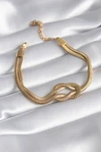 316L Çelik Gold Renk İtalyan Zincir Düğüm Model Kadın Bileklik - TJ-BB5861 - 1