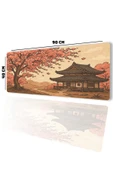 SonicTouch UltraGrand Japon Kiraz Ağacı ve Japon Evi Dikişsiz Xxl Gaming Oyuncu Masaüstü Pembe Klavye Mouse Pad 40x90Cm - 2
