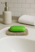 Valerine Life Gri Sabunluk Kaymaz Kıvırcık Lif Dokulu Hızlı Kuruyan Su Tahliyeli Sabun Altlığı 7x11cm 3 Adet - 1