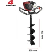 Gardenpro EA142 Toprak Burgu Makinası 4 Zamanlı Motor 200 mm - 1