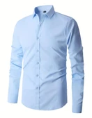 Erkek Klasik Tek Cepli Uzun Kol Gömlek BGL-ST04544 thumbnail 11