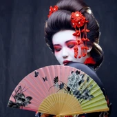 Japon Bambu Kumaş Yelpaze Çanta Boy Stant Hediyeli No.4 - 4