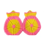 El işi örme Pembe-Sarı ikili Takım Banyo Lifi - 1