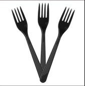 SİYAH RENK ÇATAL 25 ADET Sert Dayanaklı Plastik Lüks Kullan At Doğum Günü Parti Çatal thumbnail 2