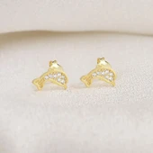 Vaoov 925 Ayar Gümüş Minimal Yunus Balığı Küpe thumbnail 2