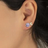 Vaoov 925 Ayar Gümüş Mineli Mor Balık Küpe thumbnail 1