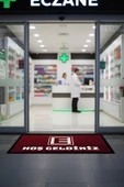 Valerine Life Eczane Logolu Kırmızı Dijital Baskılı Hoş Geldiniz Dükkan Önü İş Yeri Kapı Önü Paspası 50x90cm thumbnail 1