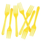 SARI RENK ÇATAL 25 ADET Sert Dayanaklı Plastik Lüks Kullan At  Doğum Günü Parti Çatalı thumbnail 1