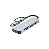 HEPU HP-B07 5in1 USB+Type-C Girişli HUB Çoklayıcı Kart Okuyucu - 1