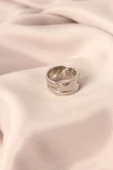 Gümüş Renk Metal Taşlı Model Ayarlanabilir Kadın Yüzük - TJ-BYK2152 - 2