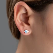 Vaoov 925 Ayar Gümüş Mineli Fil Küpe thumbnail 3