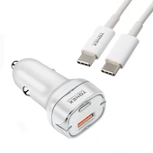 Tonex TA-38W PD + USB-A Type-C to Type-C Kablolu Araç İçi Şarj Aleti Set - 1
