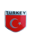 Türk Bayrağı Turkey Yazılı  Etiket Metal Sticker 5cm - 1