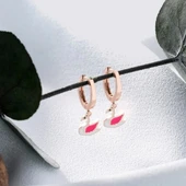 Vaoov 925 Ayar Gümüş Mineli Beyaz Kuğu Çocuk Küpe thumbnail 4