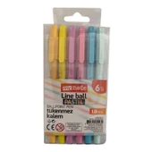 Mynote Line Ball 1.0 mm 6'lı Pastel - 1