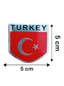 Türk Bayrağı Turkey Yazılı  Etiket Metal Sticker 5cm - 4