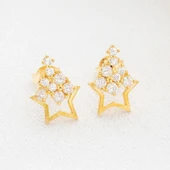 Vaoov 925 Ayar Gümüş Süzülen Taşlı Yıldız Küpe thumbnail 2